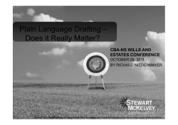 Plain Language Drafting &ndash; Does it Really Matter?