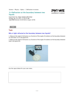 3.4 Refraction at the boundary between two liquids Task