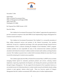 1 November 7, 2016 Darbi Dillon Office of Federal Procurement