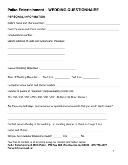 Palko Entertainment 4.5 hr &ndash; WEDDING QUESTIONNAIRE