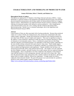CHARACTERIZATION AND MODELING OF PRODUCED WATER