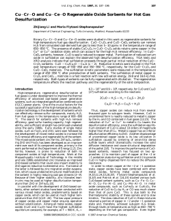 Cu-Cr-O and Cu-Ce-O Regenerable Oxide