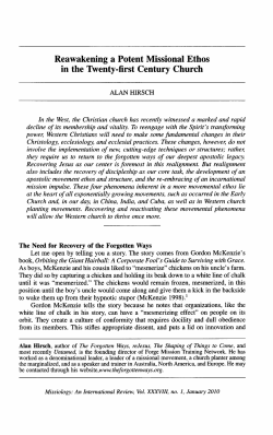 Reawakening a Potent Missional Ethos in the