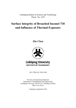 Surface Integrity of Broached Inconel 718 and Influence of