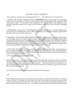 PURCHASE AND SALE AGREEMENT This Agreement is entered