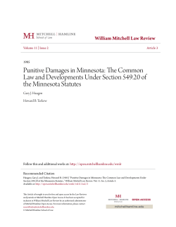 Punitive Damages in Minnesota - Mitchell Hamline Open Access