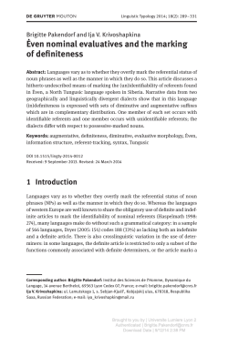 Ėven nominal evaluatives and the marking of - (DDL), Lyon