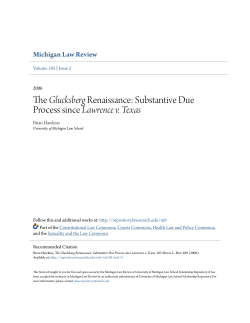 The Glucksberg Renaissance: Substantive Due Process