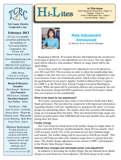 Rate Adjustment Announced - Tri-County Electric Cooperative, Inc.