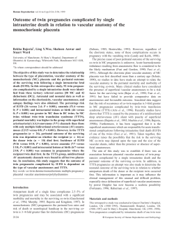 Outcome of twin pregnancies complicated by single intrauterine