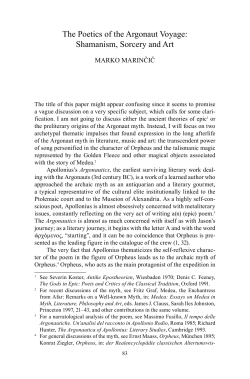 The Poetics of the Argonaut Voyage: Shamanism, Sorcery and Art