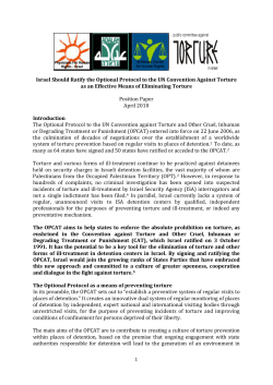 Israel Should Ratify the Optional Protocol to the UN Convention