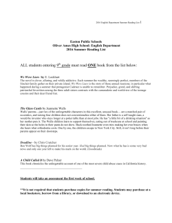 ALL students entering 9 grade must read ONE book from the list