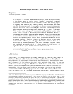 A Unified Analysis of Relative Clauses in St`&aacute;t`imcets* Henry