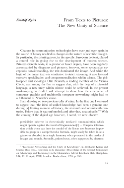From Texts to Pictures: The New Unity of Science