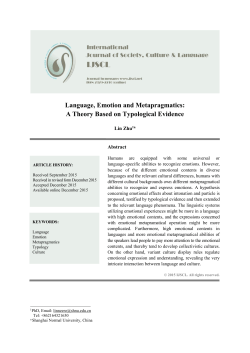 Language, Emotion and Metapragmatics: A Theory Based on