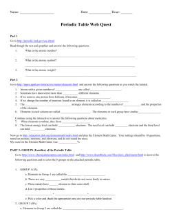 Periodic Table Web Quest