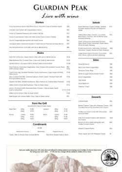 Starters Salads Mains Sides From the Grill Condiments Desserts