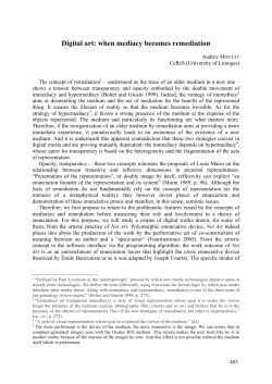 Digital art: when mediacy becomes remediation