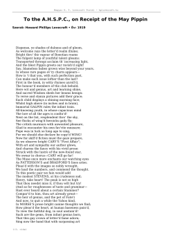 To the AHSPC, on Receipt of the May Pippin