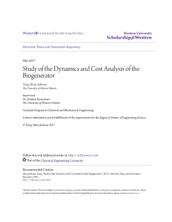 Study of the Dynamics and Cost Analysis of the Biogenerator