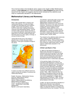 Mathematical Literacy and Numeracy