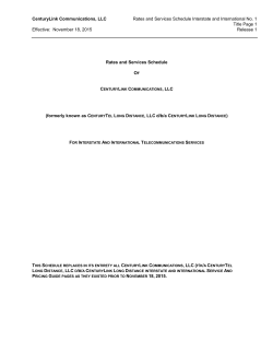 CLC Rates and Services Schedule Interstate