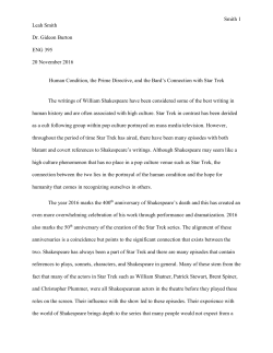 Human Condition, the Prime Directive, and the Bard`s Connection