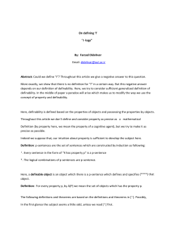 On defining `I` &rdquo;I -logy&rdquo; By: Farzad Didehvar Email: