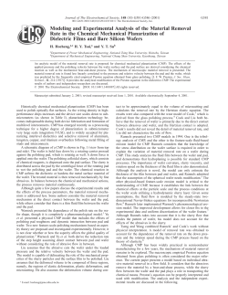 Modeling and Experimental Analysis of the Material Removal Rate