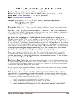 phys111-001 - general physics - fall 2014