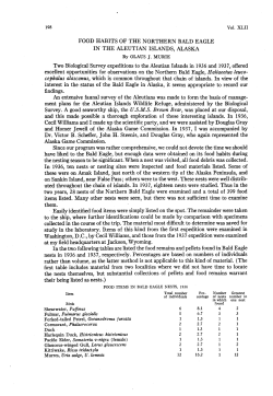 Food Habits of the Northern Bald Eagle in the Aleutian Islands, Alaska
