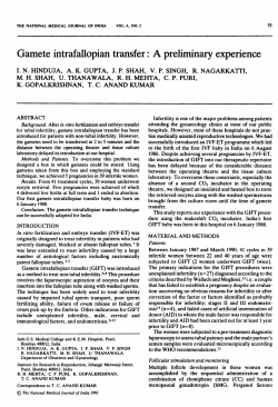 Gamete intrafallopian transfer - The National Medical Journal of