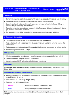 GUIDELINE FOR PRESCRIBING GENTAMICIN TO ADULTS