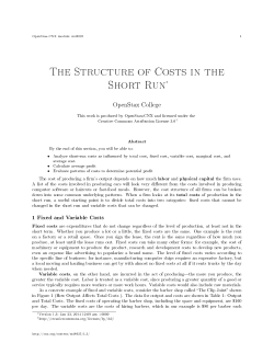 The Structure of Costs in the Short Run