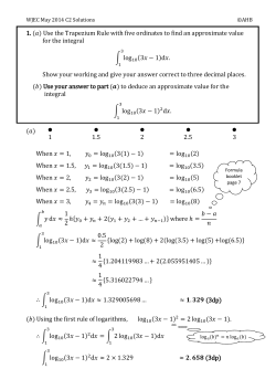 1. Use the Trapezium Rule with five ordinates to find an approximate