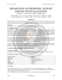 SEPARATION OF PROPIONIC ACID BY FREEZE CRYSTALLIZATION
