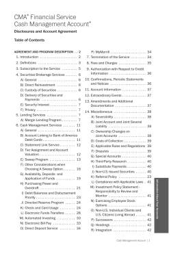 CMA&reg; Financial Service Cash Management Account