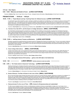 educational forum: oct. 18, 2014 springside chestnut hill academy