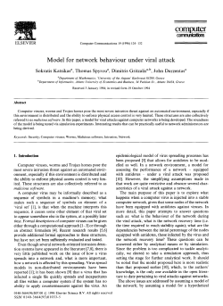Model for network behaviour under viral attack