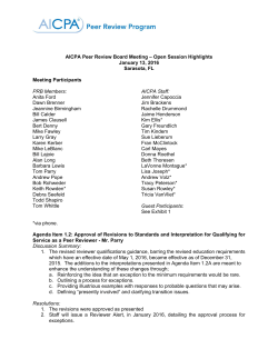 AICPA Peer Review Board Meeting &ndash; Open Session Highlights
