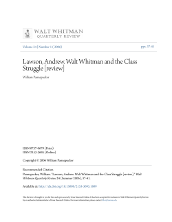 Lawson, Andrew. Walt Whitman and the Class Struggle [review]