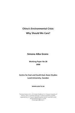 China`s Environmental Crisis: Why Should We Care? Simona Alba