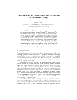 Opportunities for Argument-centric Persuasion in Behaviour Change