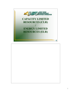 capacity limited resources (clr) / energy limited resources (elr)