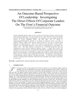 An Outcome-Based Perspective Of Leadership: Investigating The