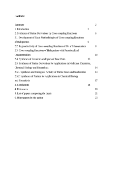 Contents: Summary 2 1. Introduction 3 2. Syntheses of Purine
