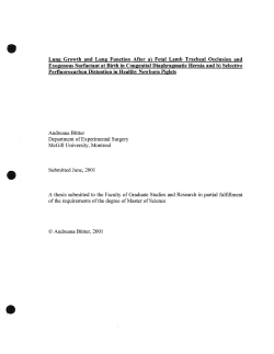 Lung Growth and Lung Function Alter a) Fetal