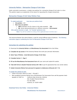 University Petition &ndash; Retroactive Change of Unit Value Retroactive