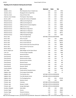 Reading List for Students Entering Second Grade